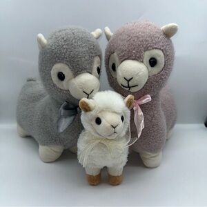 Dan Dee Llama plush set of three 11" & 7" Bearington white pink grey Alpaca 2019